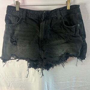 Forever 21 Black Distressed Jean Shorts